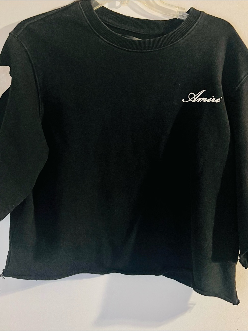 AMIRI Black Crewneck Logo Cut Sweatshirt M